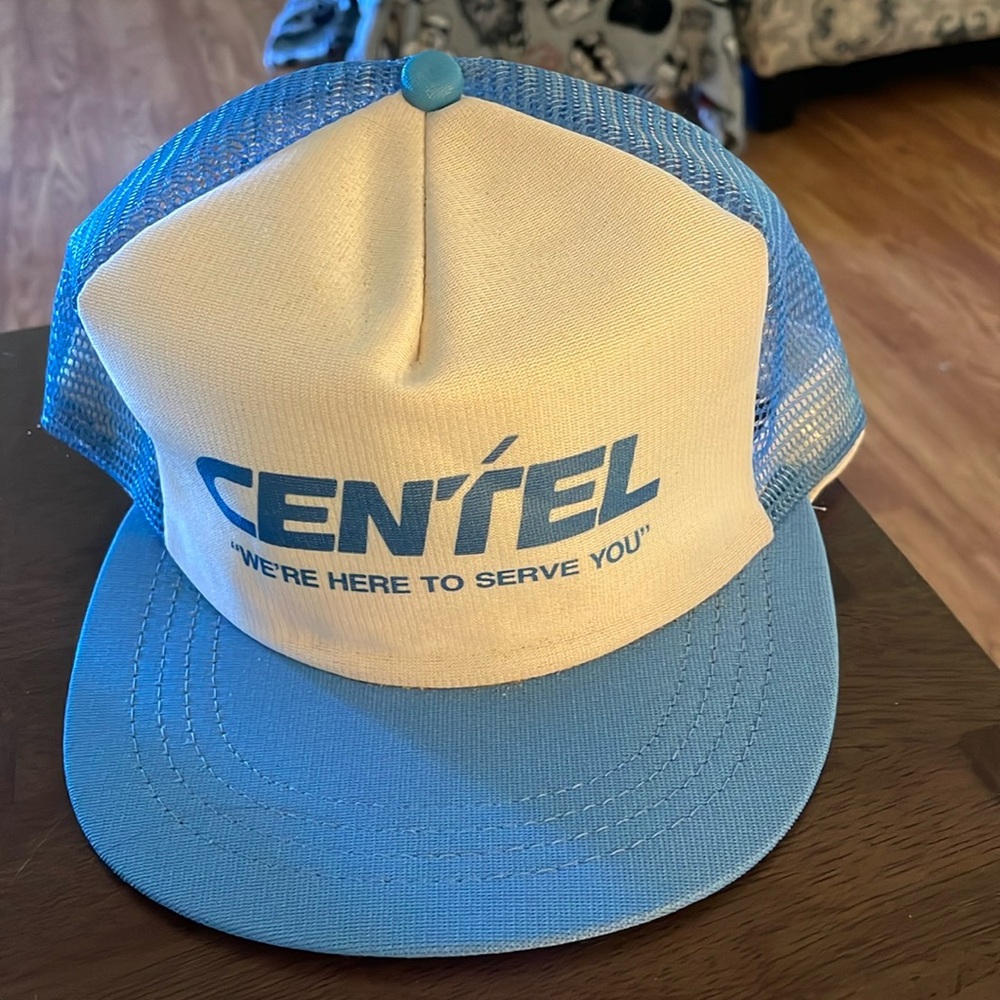 Vintage Blue and white CEN'TEL Trucker Hat